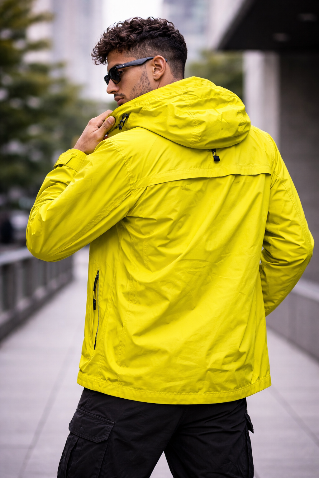 Men’s Stylish Waterproof Hooded Jacket – Lime Green